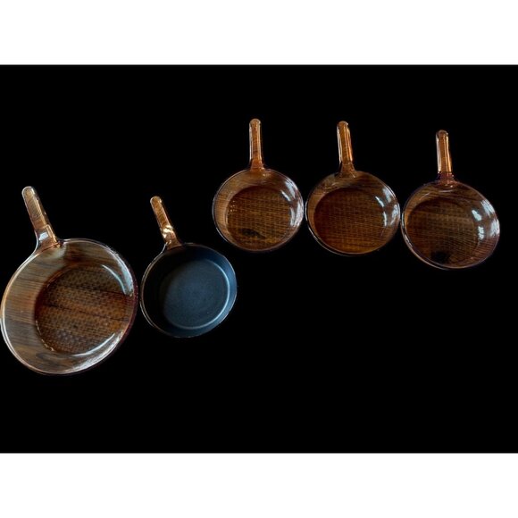 Vintage 12 Pc Corning Ware Vision Pyrex Set Saucepans & Skillets Amber New - Picture 9 of 11